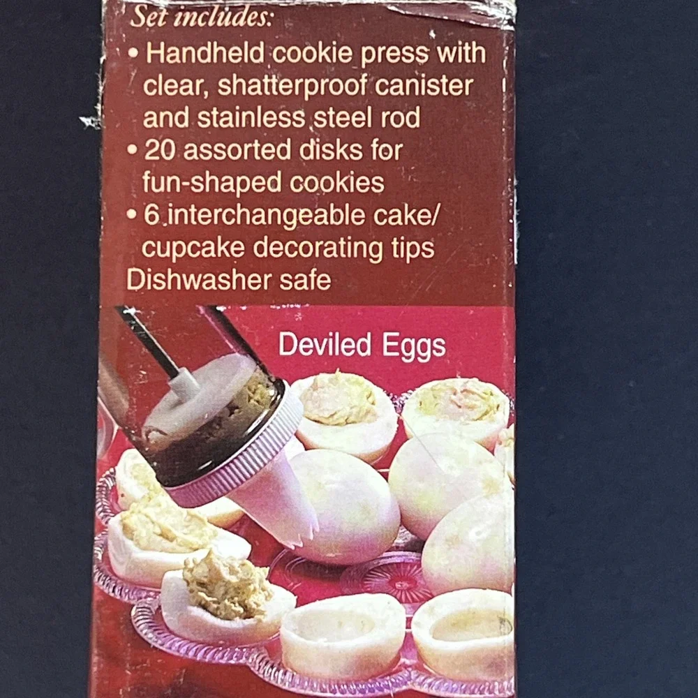 Giant 29 Piece Cookie Press & Decorating Icing Set VTG 20 Disks 6 Icing Tips NEW